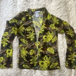 Floral Camouflage Sheer Top
